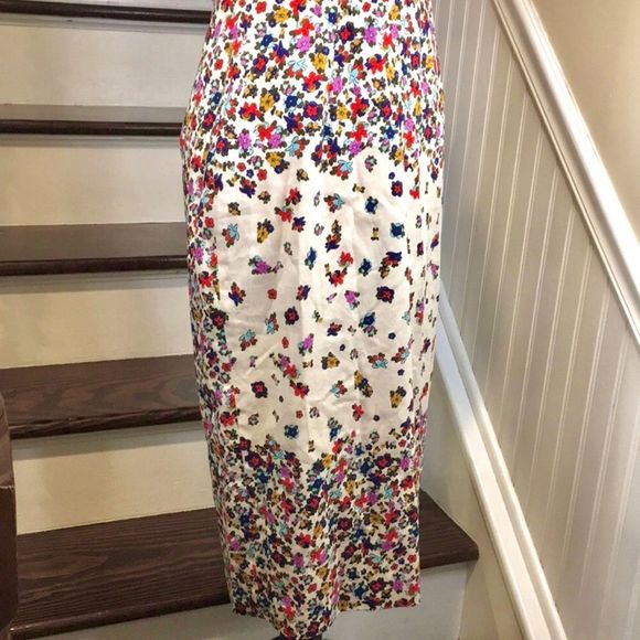 MAGGY LONDON Calf Length Sleeveless Floral Dress w Back Vent Sz 4 - Picture 12 of 15